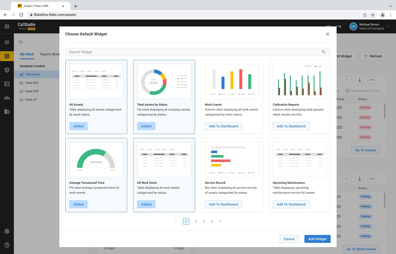 CalStudio dashboard screen showing operational tracking and lab activity overview.
