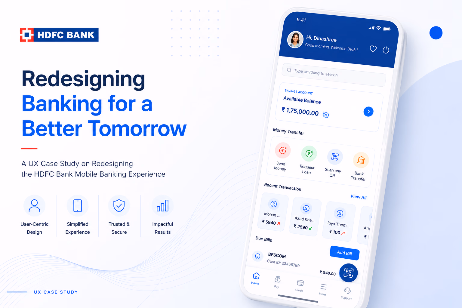 HDFC mobile banking app redesign screens and visual system