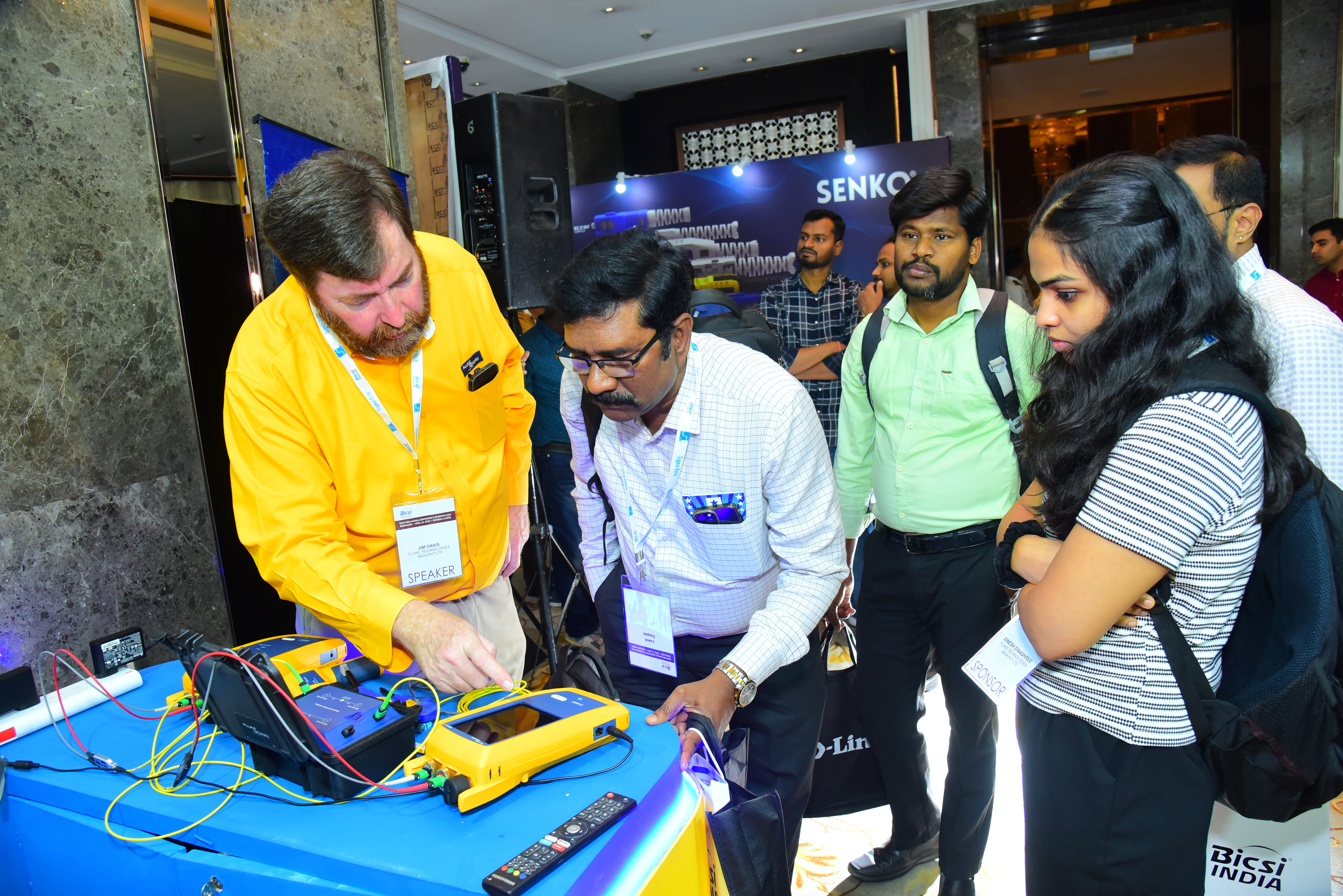 Jim Davis demonstrating CertiFiber Max to customers at BICSI India 2026.